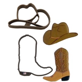 COWBOY - Cortadores de galletas de campo salvaje oeste, botas vaqueras y sombrero rústico de rodeo occidental, cortadores de galletas, hechos en Estados Unidos para cumpleaños, graduación, baby