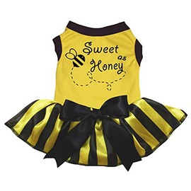 Petitebella Sweet As Honey Puppy Dog Dress (Yellow, Small)
