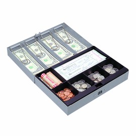 Sparco Combination Lock Cash Box, Steel, 11-1/2 x 7-3/4 x 3-1/4 Inches, Gray (SPR15508)