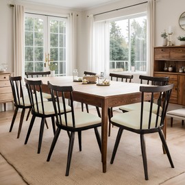 YUEANG Waterproof Seat Covers for Dining Room Chairs Set of 6 - PU Leather Removable Washable Chair Seat Slipcovers (Beige)