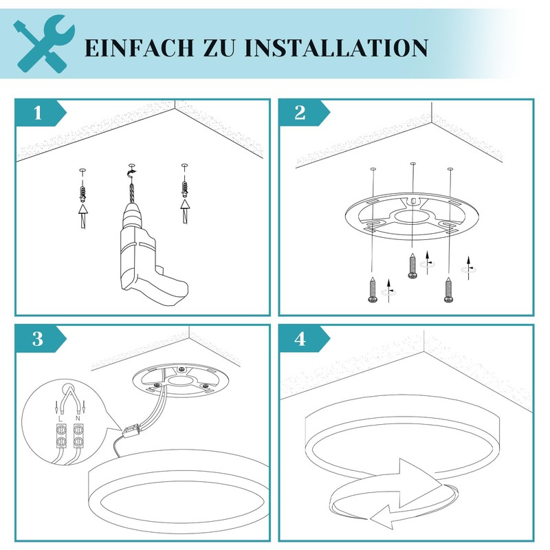 ZMH Ceiling Light LED Ceiling Light Bathroom - Diameter 30