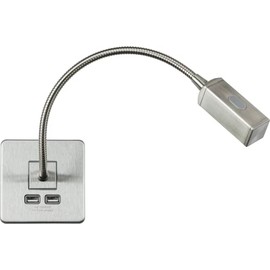 Knightsbridge Screwless Reading Light with Dual USB Charger - Brushed Chrome