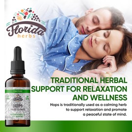 FLORIDA HERBS Hops Tincture, Organic Hops Extract Drops (Humulus Lupulus) Dried Flowers - Non-GMO 2 oz