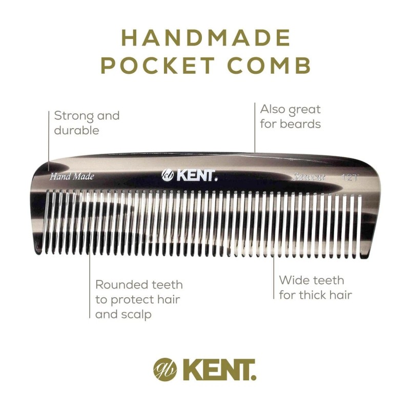 Kent 5.7" Handmade Wide Tooth Detangling Comb - Tortoiseshell