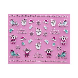 Christmas Tree Santa's Sleigh Reindeer Stocking 3D Nail Stickers Tj055 Silver Nail Wraps Stickers Manicure Supplies for Women Nails Full Long Lasting Easy Apply and Remove