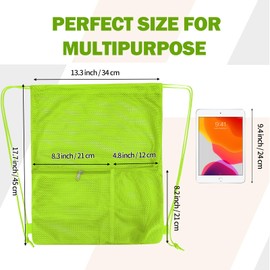 NATURAL STYLE 2 PACK Mesh Drawstring Backpack Bag, Multifunction Mesh Bag for Swimming, Athletic Gym, Clothes, Beach, Swim (Green)