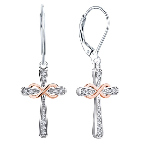 YL Cross Earrings Sterling Silver Infinity Dangle Drop Earrings 18k