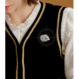 KristLand Vintage Animal Brooch Sparkle Crystals Cute Hedgehog Brooch Pin Cute Brooch Pet Pin Stunning Fashion Corsage Pin for Animal Lover Women Birthday Gift White