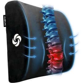 Samsonite Lumbar Support Pillow for Office Chair and Car Seat, Perfectly Balanced Memory Foam, Versatile Use Lower Back Cushion, Black Plush