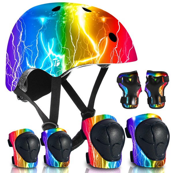 JeeFree Adjustable Kids Bike Helmet with Knee Pads Elbow Pads