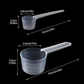 4 Stück Messlöffel, Messlöffel Gramm，Waschmittel Dosierhilfe，Dosier-Löffel 40ml, Dosier-Löffe 5g, Transparent Mit Skala 10ml, 20ml, 30ml, 40 ml,Und 2g, 3g, 4g Waagen