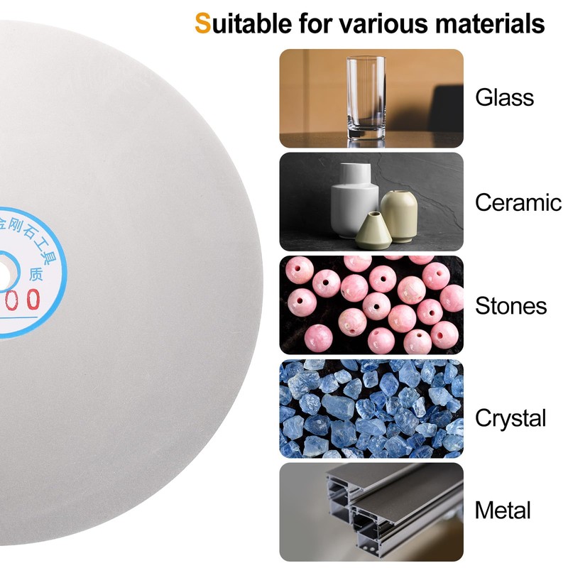 sourcing map Diamond Flat Lap Disc 8" x 1/2" Arbor