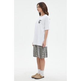 Ponitrack Unisex Leopard Jorts Women Baggy Cheetah Shorts Vintage Straight Leg Jeans Casual Y2K Streetwear (Leopard,S,Small)