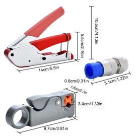moinkerin Coaxial Cable Crimper Coaxial Cable Stripping Tool Cable Stripper for Coaxial Cable RG58 RG59 RG6 RG-62,Cable TV