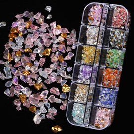 ROFIBUT Nail Charms, Multi Shape Nail Rhinestones Kit 3D Multi Shape Nail Gems Colorful Butterfly Flowers Nail Crystals Flat Back Nail Pearls for Nail Art Supplies DIY Accessories 6 Boxes