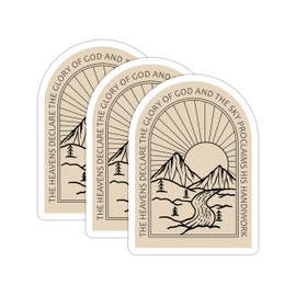 Set 3Pcs The Heavens Declare The Glory of G*d Sticker Natural Christian Bible Religious Scripture Bookish Kindle Hard Hat Waterproof Die-Cut Vinyl Sticker for Dad Mom (3 Inches)