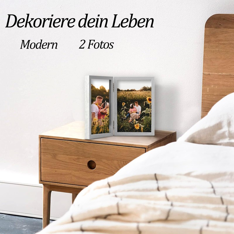 AVEAX Double 13x18 Photo Frame Folding Wooden Picture Frame with