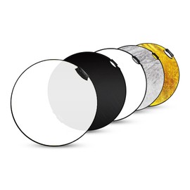 Selens 5-IN-1 Photography Round Reflex Board 23.6 inches (60 cm) with Handle, Studio Reflex Board Foldable (5 Colors Per Piece- Gold, Silver, White, Black, Translucent)
