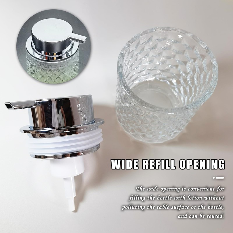 Glass Hand Foaming Soap Dispensers with Silver Pump Refillable Hand