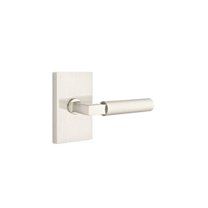 Emtek Privacy Set, Modern Rectangle Rosette, Hercules Lever, Right Hand,