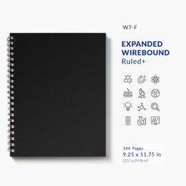 Vela Sciences W7-F Expanded Wirebound Lab Notebook, 9.25 x 11.75 in (23.5 x 30 cm), 144 Pages, Double Wire Looped, 70lb Heavyweight Paper (1-Pack, Ruled+)