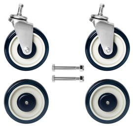 IVWNNN Shopping Cart Wheels 5" Cart Wheels TPU Shopping Cart Wheels Replacement Blue Caster Wheels with Screws and Nuts Silent Wheels for Cart（Blue, 4 Pack）