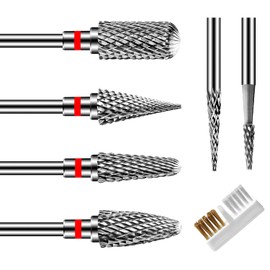 CGBE Brocas Para Uñas: Drill Para Uñas Profesional Accesorios, 6 Brocas De Carburo De Tungsteno Para Uñas, Eliminan Acrílico O Gel Duro De Poligel, Broca Profesional Para Uñas De 3/32"-bien