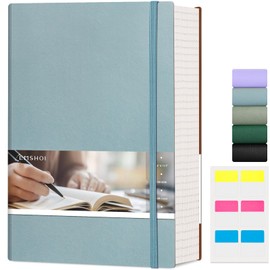 EMSHOI College Ruled Notebook 8.5 x 11, Large A4 Softcover Leather Journal, 400 Pages Writing Bible Journal, 100gsm Thick Paper, Lined Journal Notebook for Women Men School Office, GrayBlue