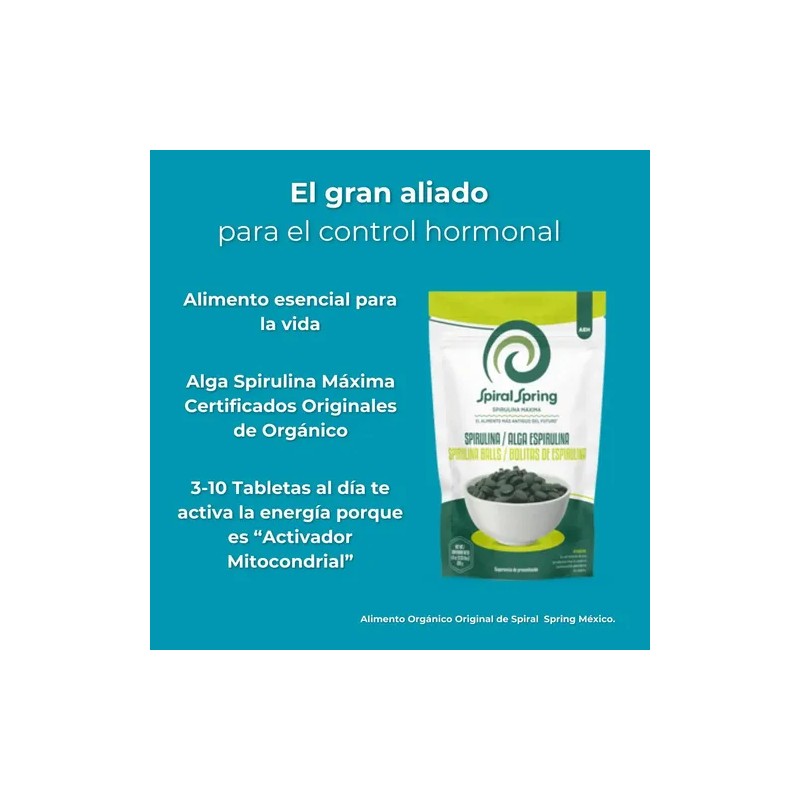 Alga Spirulina Máxima Orgánica 500 Tab Certificada Original