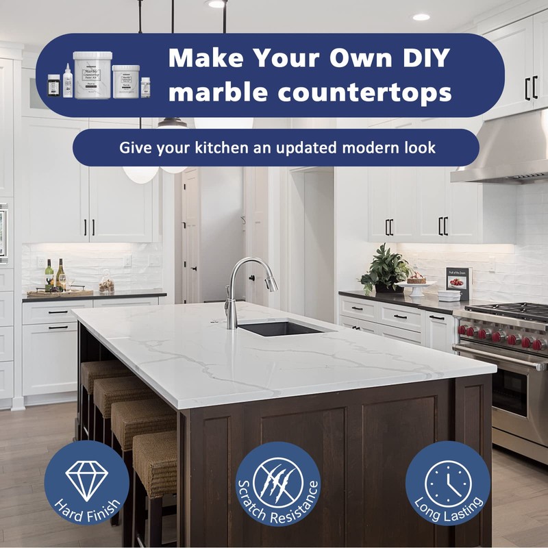 NADAMOO White Marble Countertop Paint Kit for Kitchen Bathroom, Counter