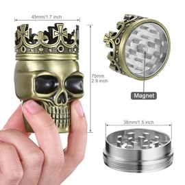 LIHAO Grinder 1.5 inch Spice Grinder Full Metal Skull Grinder for Spices
