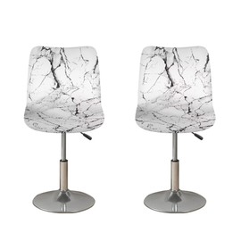 FUIALDOLG Stretch Bar Stool Covers Set of 2,White Marble Pattern Stretch Removable Washable Bar Stool Chair Covers,Counter Height Chairs Covers for Kitchen Dining Room Cafe Furniture