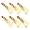 6 Pack 7 Inch Stainless Steel Gold Serving Tongs for