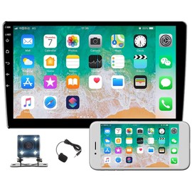 Double Din Car Stereo Bluetooth 10.1 Inch Android Touch Screen Car Radio FM Subwoofer GPS Navigation Car Audio Indash Head Unit Support WiFi Mirror Link DVR USB SWC + Backup Camera