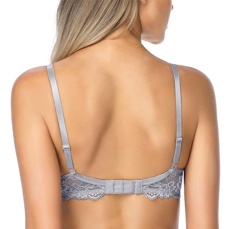 Wingslove Women's Push-Up Bra with Floral Lace, Padded, Underwired, Comfort