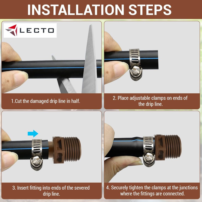 LECTO Rain Bird Drip Irrigation PVC Adapter, Universal Fit for