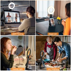 5" Desk Ring Light with Stand, LED Ring Light for Laptop Monitor, Video Conference Lighting, Zoom Meeting Light for Video Calls Selfie Makeup PC Webcam, Phone Holder with Continuous Output Lighting
