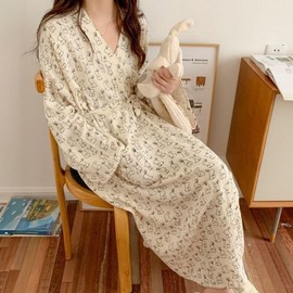 Women's all-season thin big size bathroom shower robe gown