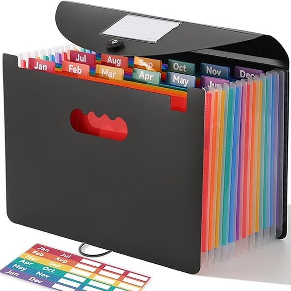 Accordion File Organizer 12 Pockets, Monthly Bill Receipt Tax Organizer,