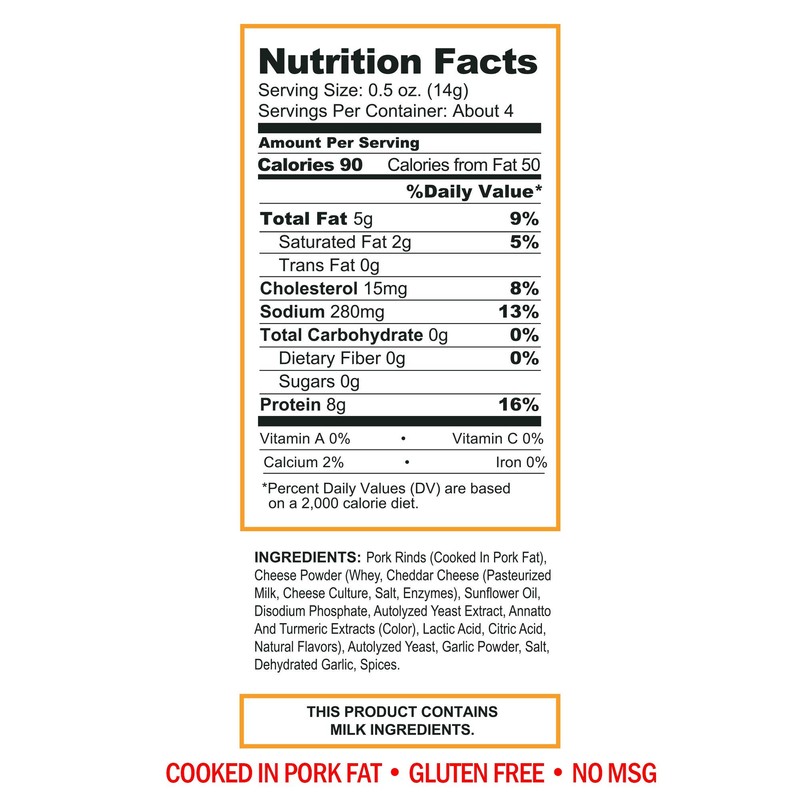 Pork King Good Nacho Cheddar Pork Rinds (Chicharrones) (4 Pack)