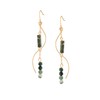 MINACHI Boho Wavy Gold-Tone and Green Stone Drop Earrings, Handmade