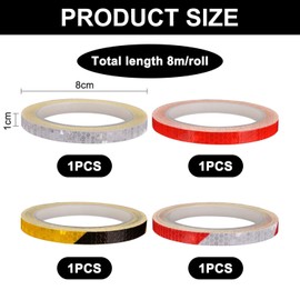 4 Rolls of Reflective Tape, Night Cycling Reflective Tape, Bicycle Reflective Tape, Cycling Luminous Stickers, Bicycle Accessories