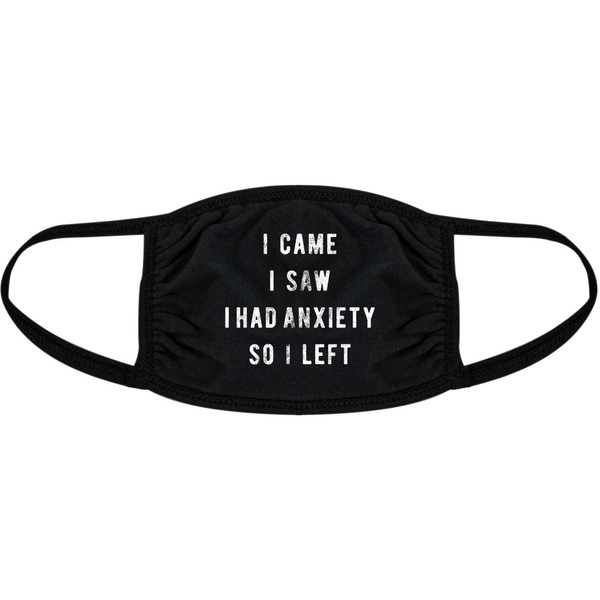 I Came I Saw I Had Anxiety So I Left Face Mask Funny Graphic Nose And Mouth Covering Crazy Dog Novelty Masks With Introvert Sayings Soft Comfortable Funny Mask Black 1 Pack