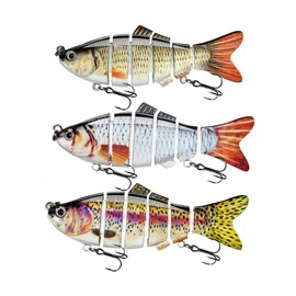 ods lure 3pcs Fishing Lure Set, Multi-Segment Artificial Bait, Slow Sinking Fishing Lure, Lifelike Swimming Bait with Fishing Hooks for Perch, Trout, Saltwater, Freshwater