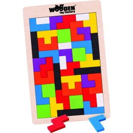 The Wooden Toy Factory - Intelligence Puzzle - 40 PCs Tangram Game - Educational Brain Teaser