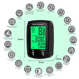 FunnAura 19 Functions Waterproof Spin Bike Computer, Bicycle Speedometer Mph