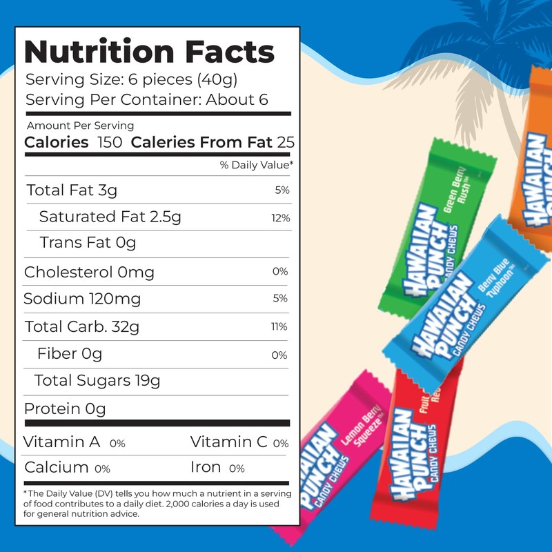 Hawaiian Punch Candy Chews Stand Up Bag 8.75 oz