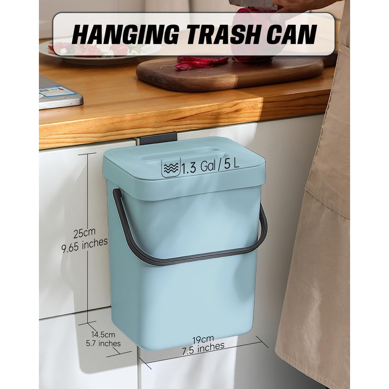 MONGTINGLU 1.3 Gallon Small Trash Can with Lid - Countertop