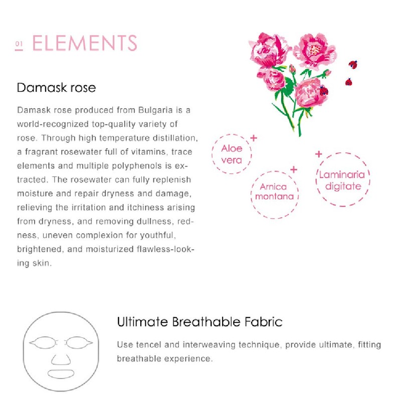 My Beauty Diary-Damask Rose Facial Mask, Softening and Brightening Collagen