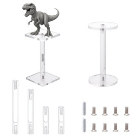 AHANDMAKER 2Pcs Combat Risers for Flying Miniatures, 2 Heights Flight Acrylic Stands Model Riser with 2" Square Bases for Tabletop Airplane and Games Display, Clear